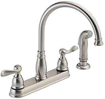 Delta Faucet Windemere 2-Handle Kitchen Sink Faucet with Side Sprayer in Matching Finish, Stainless 21996LF-SS,5