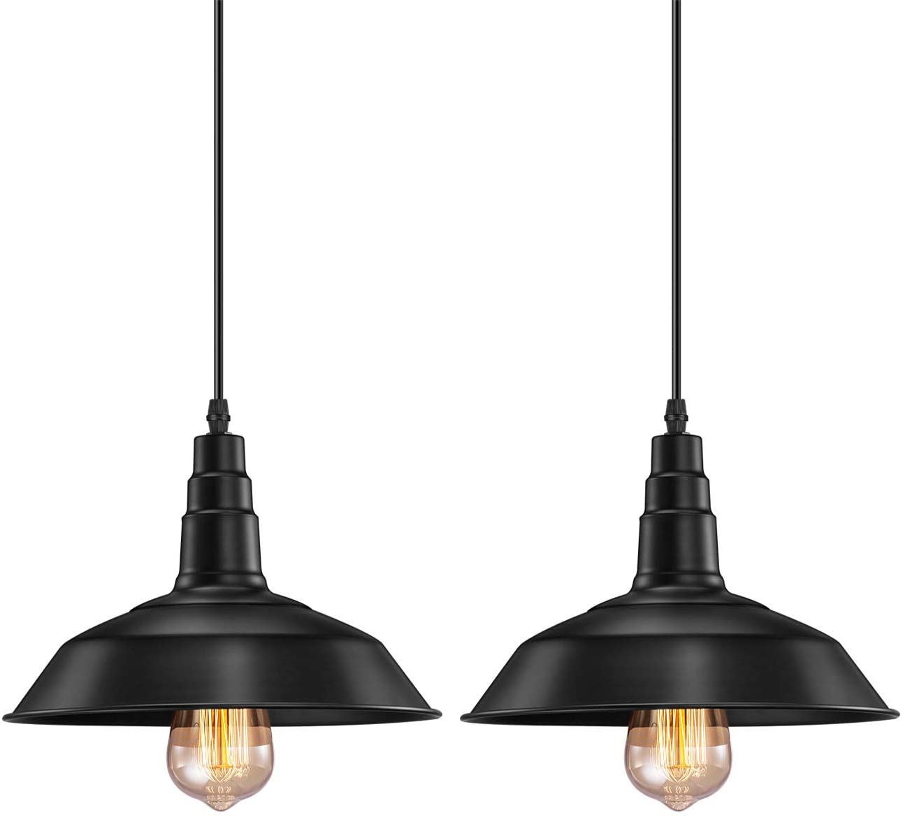 Industrial Pendant Light FadimiKoo E26 E27 Black Vintage Hanging Pendant Lights Retro Lamp Fixtures for Kitchen Home Lighting Decor 2 Pack