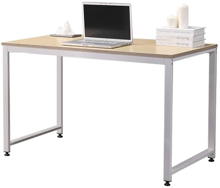 SOFSYS Computer Writing Desk Workstation Table Home Office Design for Video Gaming, Designers and Entrepreneurs, Large Desktop with Sturdy Metal Frame, Oak/White