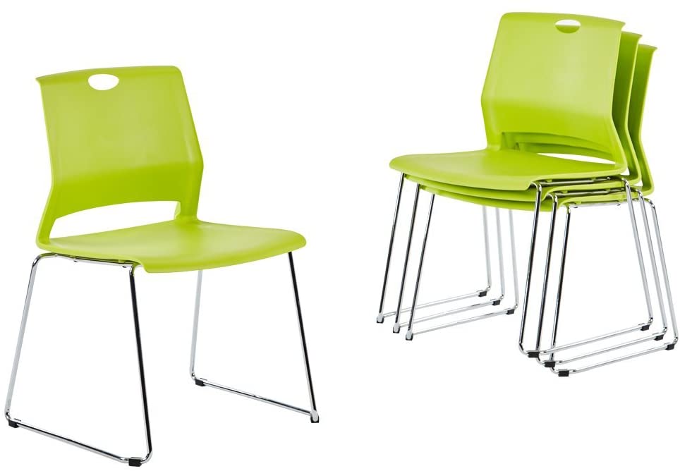 Sidanli Stacking Chairs for Business, Modern Dining Chairs for Home-Green (Set of 4)