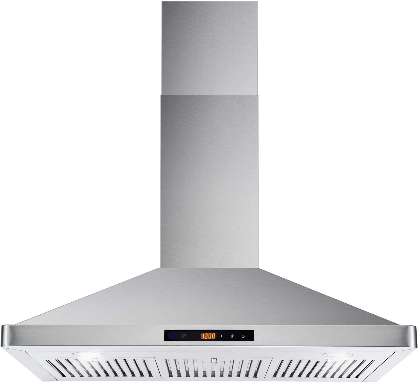 Cosmo COS-63190S Wall Mount Range Hood Ductless Convertible Duct Permanent Filters, Soft Touch Controls, LED Lights, 36 inch, Stainless Steel