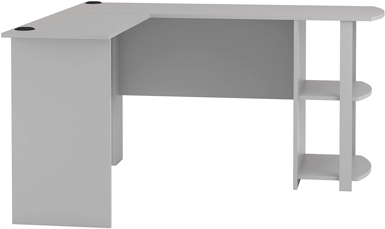 Ameriwood Home Dakota L-Shaped Desk with Bookshelves, Dove Gray
