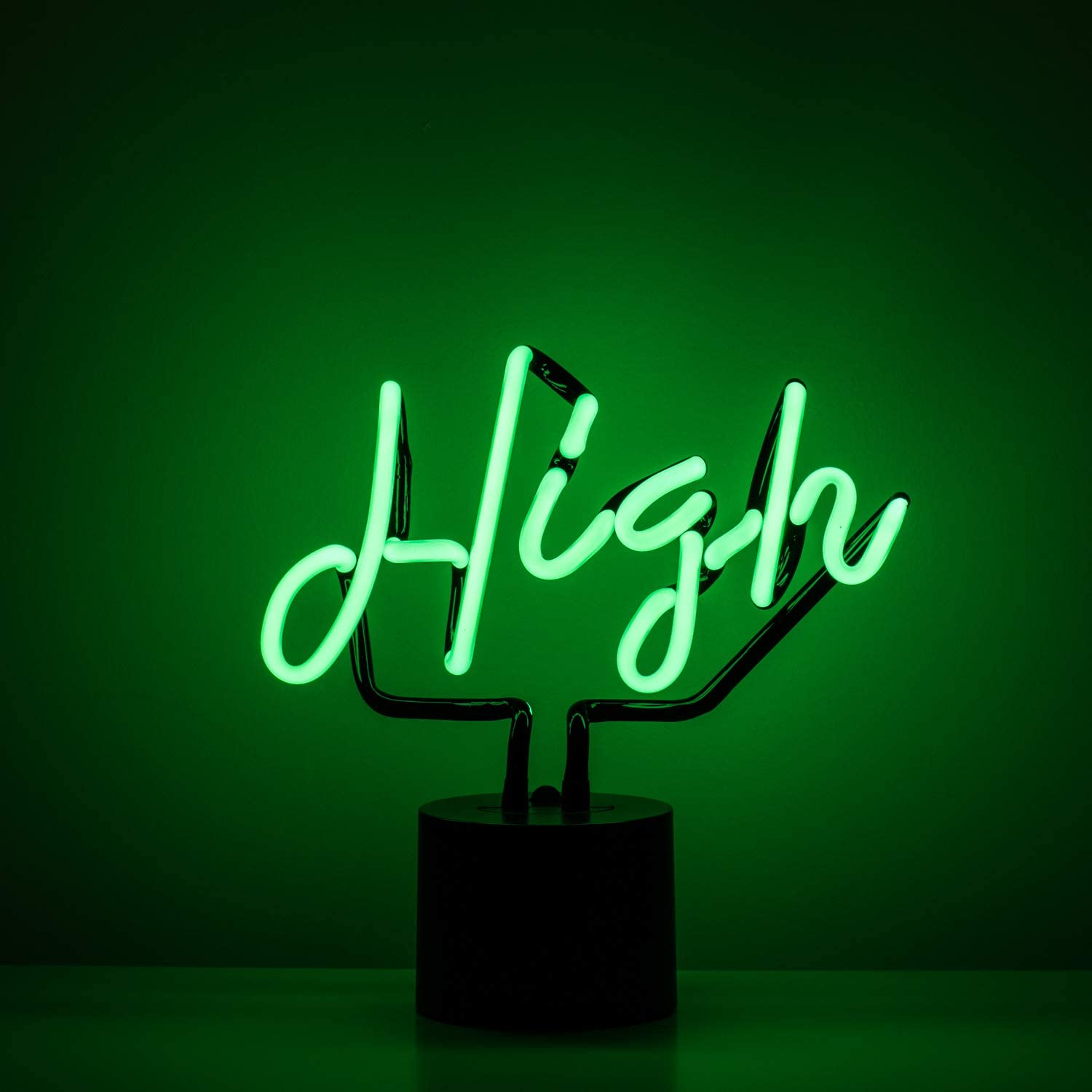 Amped & Co High Neon Desk Light, Real Neon, Green, Cursive Typography Font, 9x9 inches, Home Decor Neon Signs for Unique Rooms and Gifts