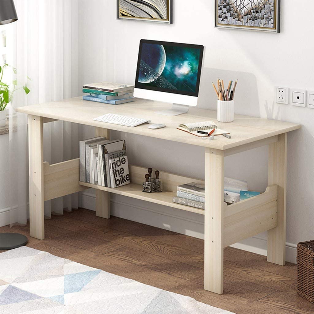 US Fast Shipment Quaanti Home Office Desk 40 inch - Modern Desktop Computer Desk Gaming PC Laptop Desk Work Table,Home Bedroom Furniture-Workstation-Students Study Writing Desk Wood Table (White)