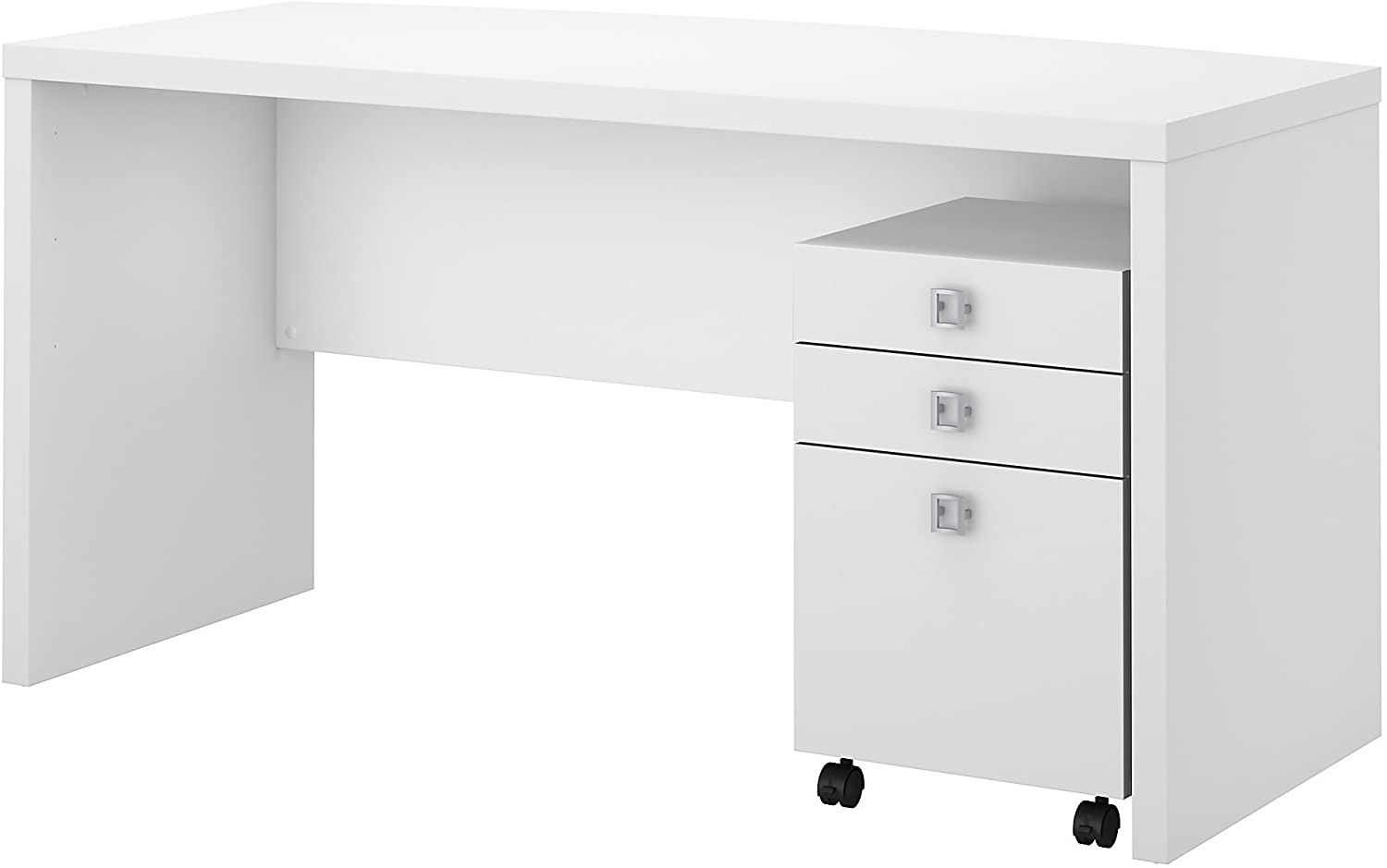 Bush Business Furniture Office by kathy ireland Echo Bow Front Desk with Mobile File Cabinet, Pure White
