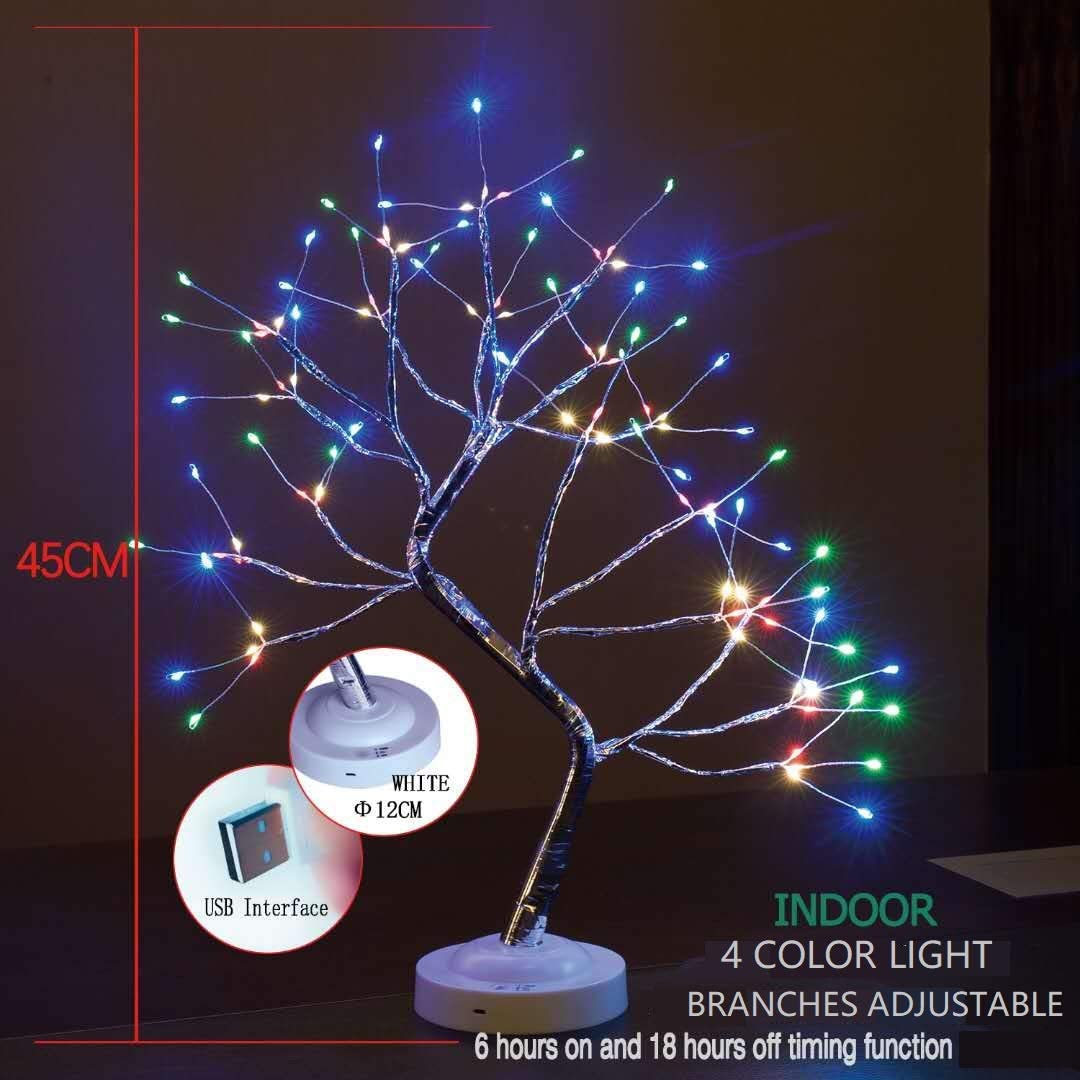 FuChsun Bonsai Tree Light 108 LED 4 Color Shimmer Silver Branches Battery and USB Operated (Galaxy Glow Silver Branch)
