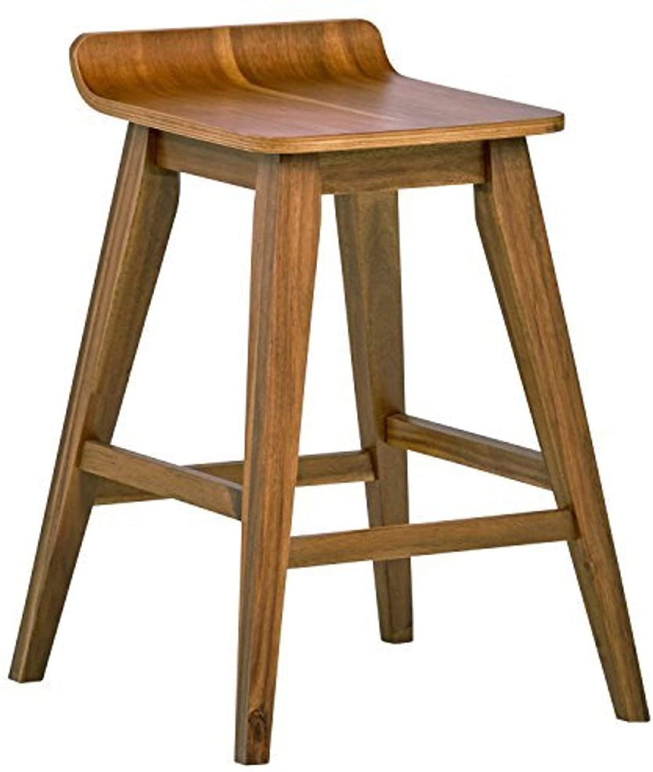 Amazon Brand – Stone & Beam Fremont Rustic Kitchen Counter Saddle Farmhouse Bar Stool, 25.5 Inch Height, Natural Wood