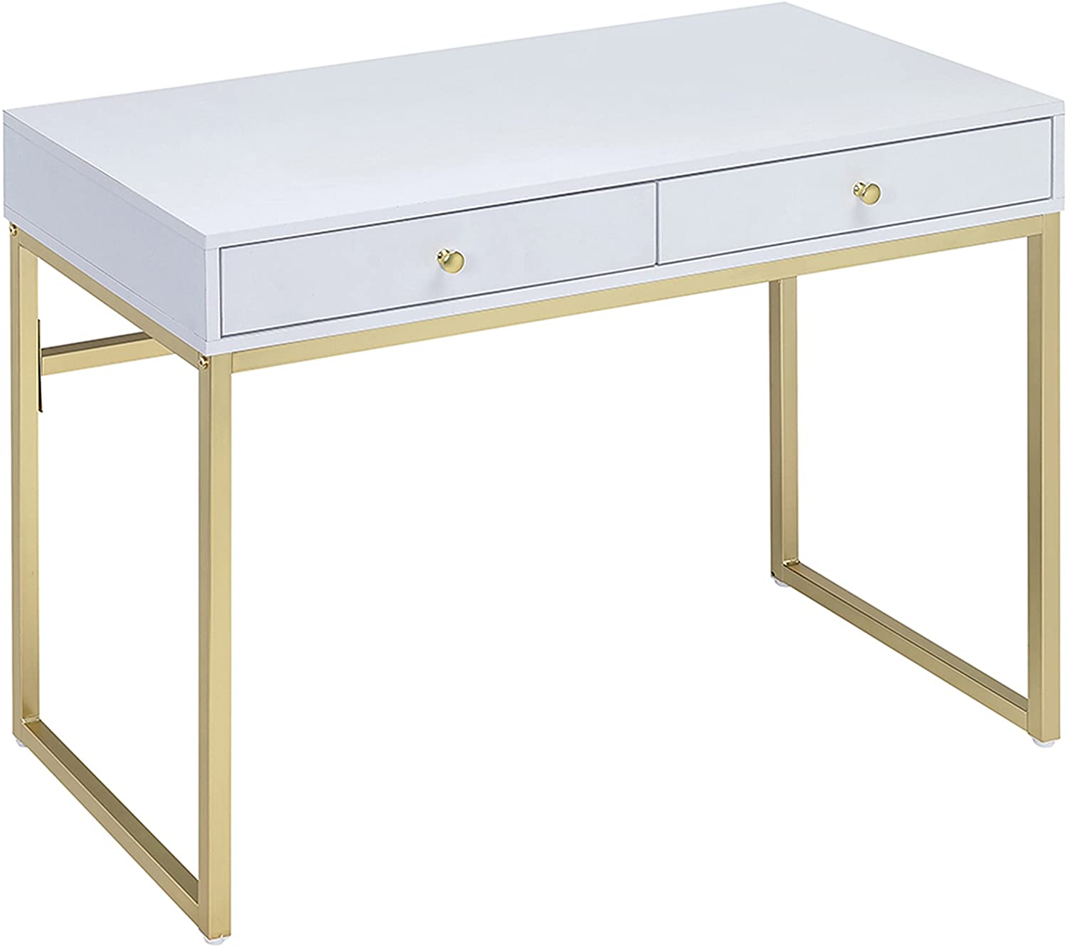 ACME Furniture Acme 92312 Coleen Desk, White & Brass
