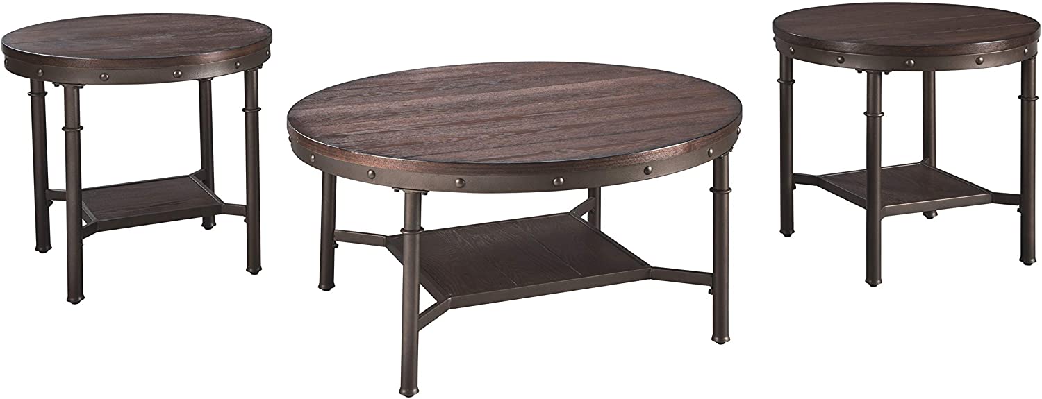 Signature Design by Ashley - Sandlingr Occasional Table Set - Includes Table & 2 End Tables, Rustic Brown