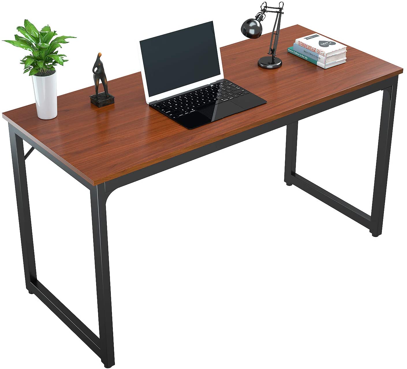 Foxemart Computer Desk Modern Sturdy Office Desk PC Laptop Notebook Study Writing Table for Home Office Workstation, Teak