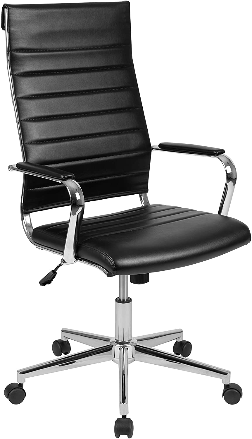 Flash Furniture High Back Black LeatherSoft Contemporary Ribbed Executive Swivel Office Chair, BIFMA Certified