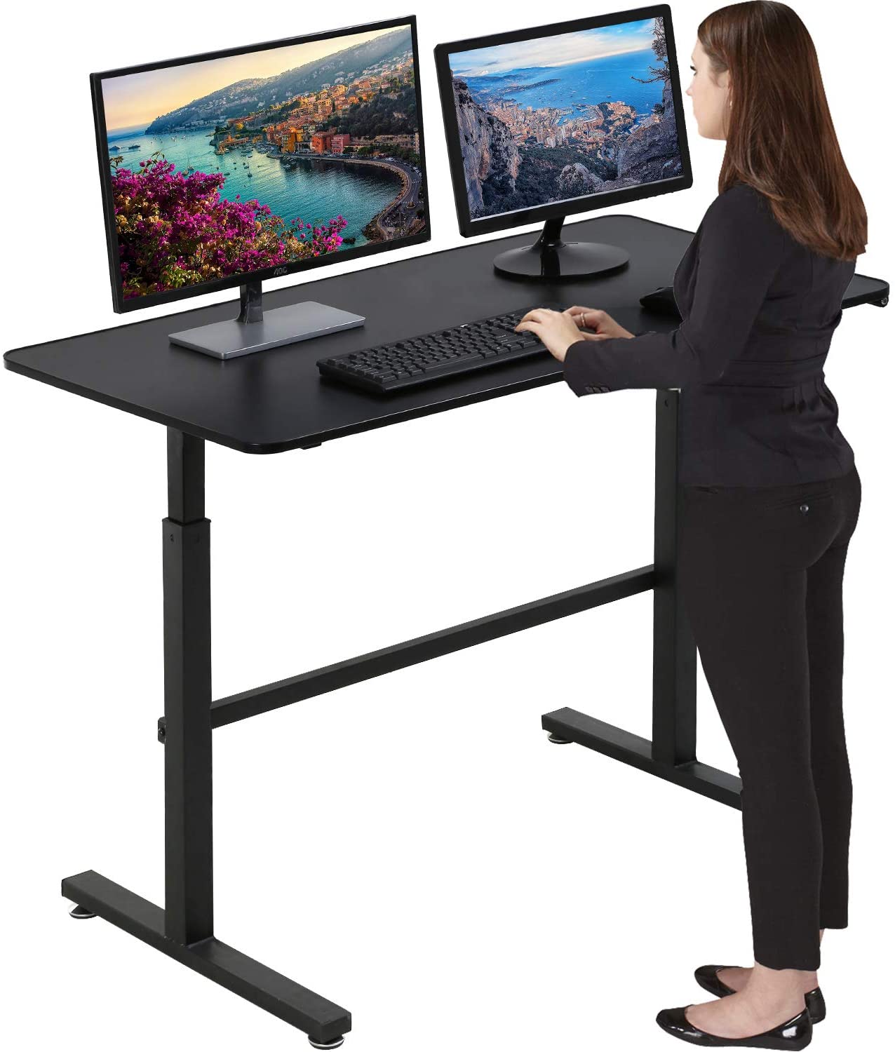 Standing Desk Computer Desk Converter Height Adjustable Desk Computer Workstation Large Desktop Stand Up Desk Ergotron Laptop Sit-Stand Desk Fit Dual Monitor for Home Office Black,47inches