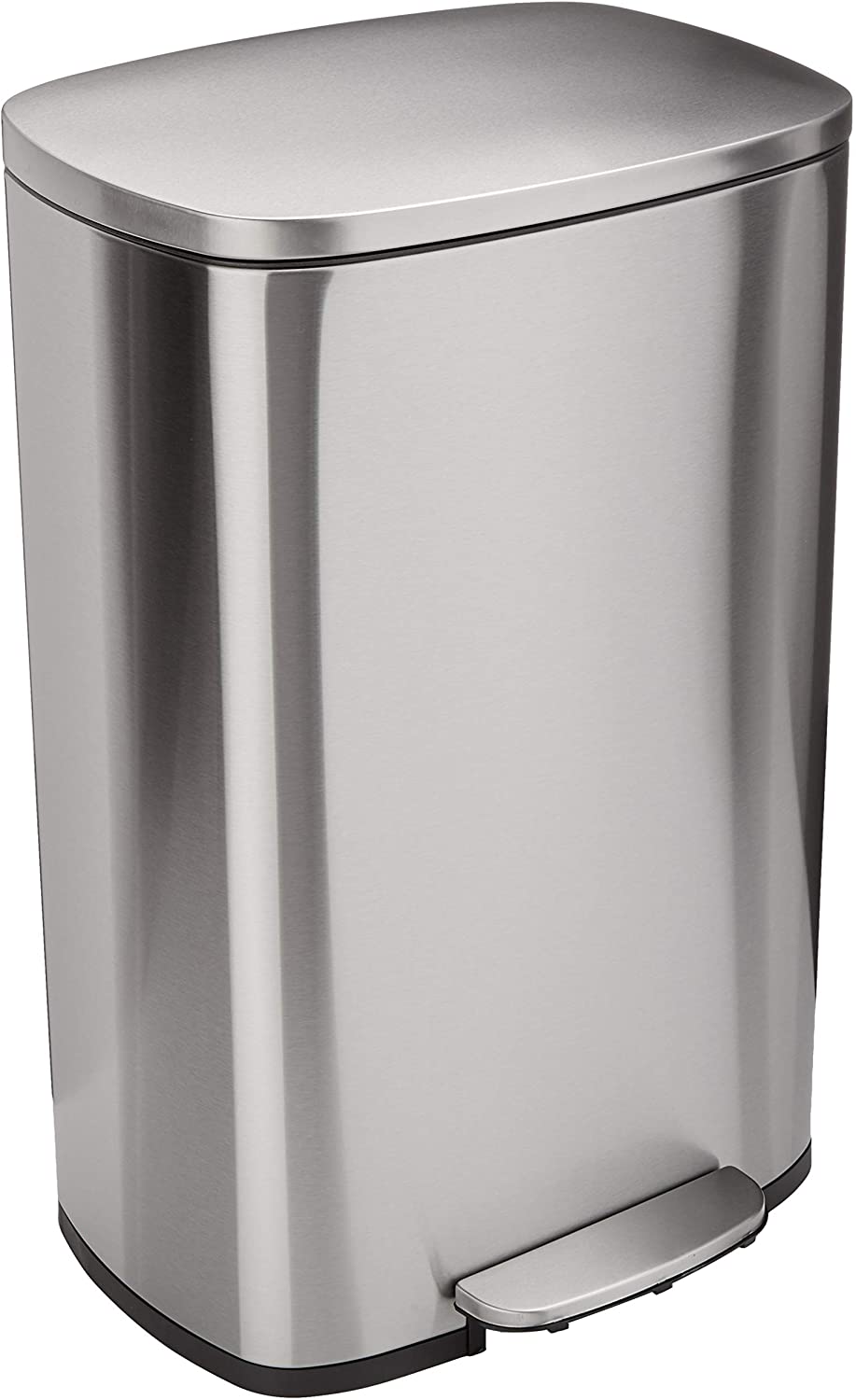 AmazonBasics Rectangle, Stainless Steel, Soft-Close, Step Trash Can, 50L, Satin Nickel