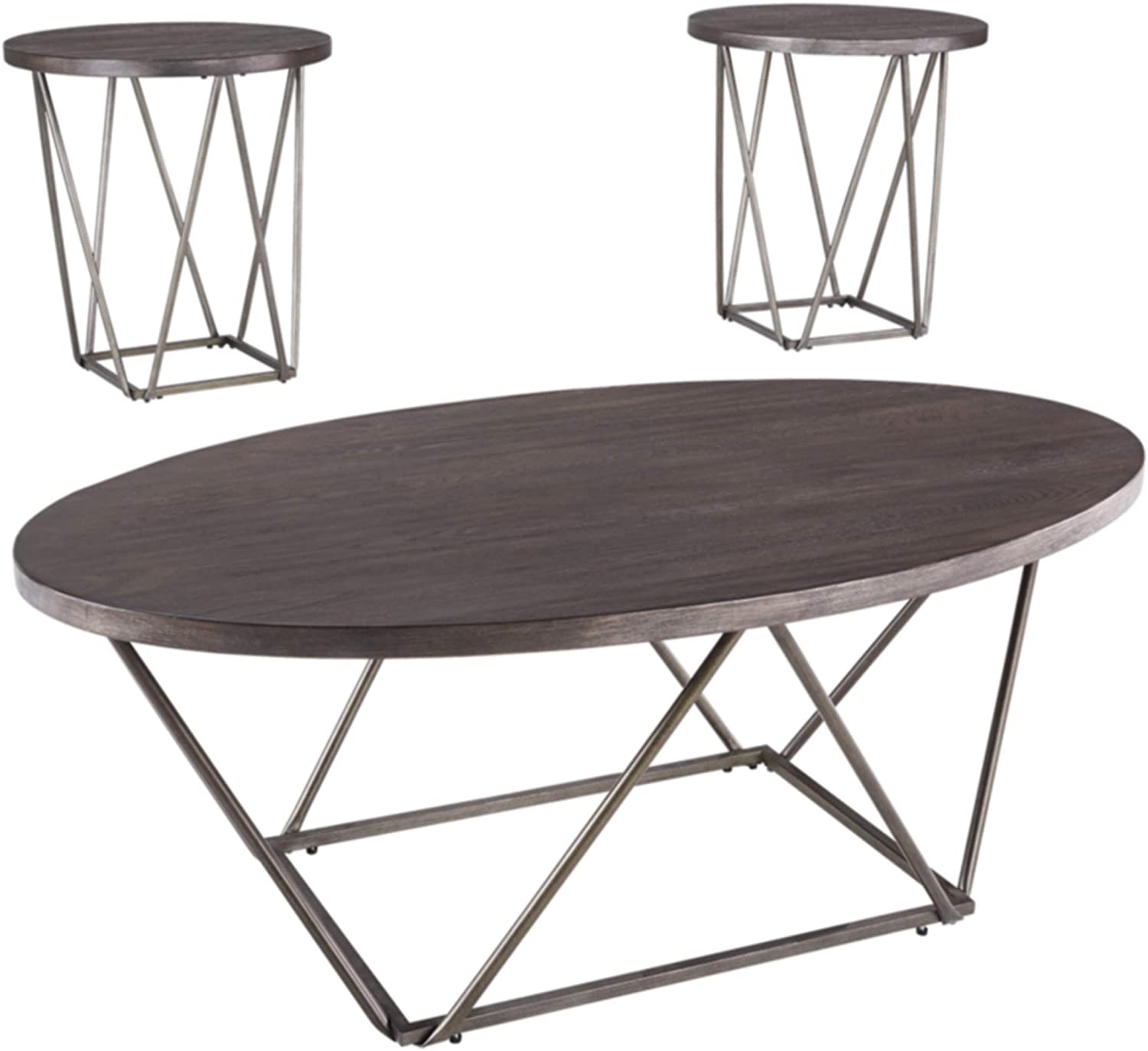 Signature Design by Ashley - Neimhurst Occasional Coffee Table Set of 3, Sleek Brown Wood