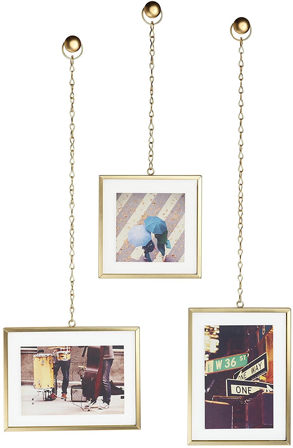 Umbra Fotochain 4x4 and 4x6 Picture Frame and Wall Decor Set for Photos, 16 x 20, Brass
