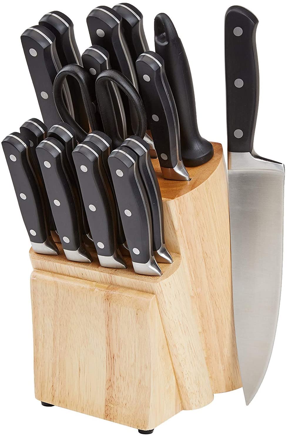 AmazonBasics Premium 18-Piece Kitchen Knife Block Set