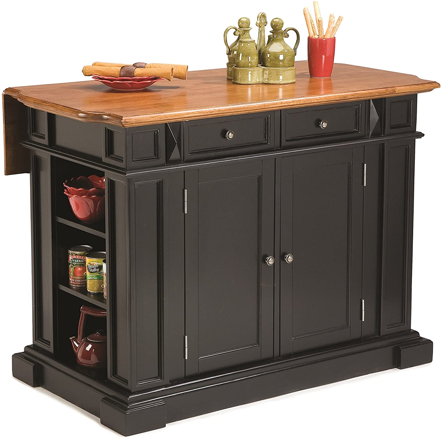 Americana Black and Distressed Oak Kitchen Island by Home Styles