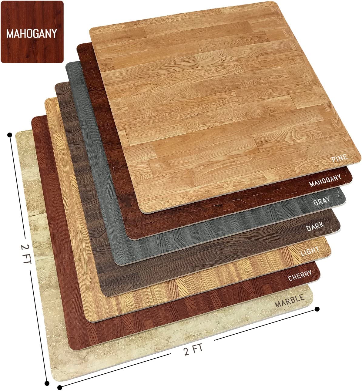 Sorbus Wood Grain Floor Mats Foam Interlocking Mats Tile 3/8-Inch Thick Flooring Wood Mat Tiles Borders - Home Office Playroom Basement Trade Show