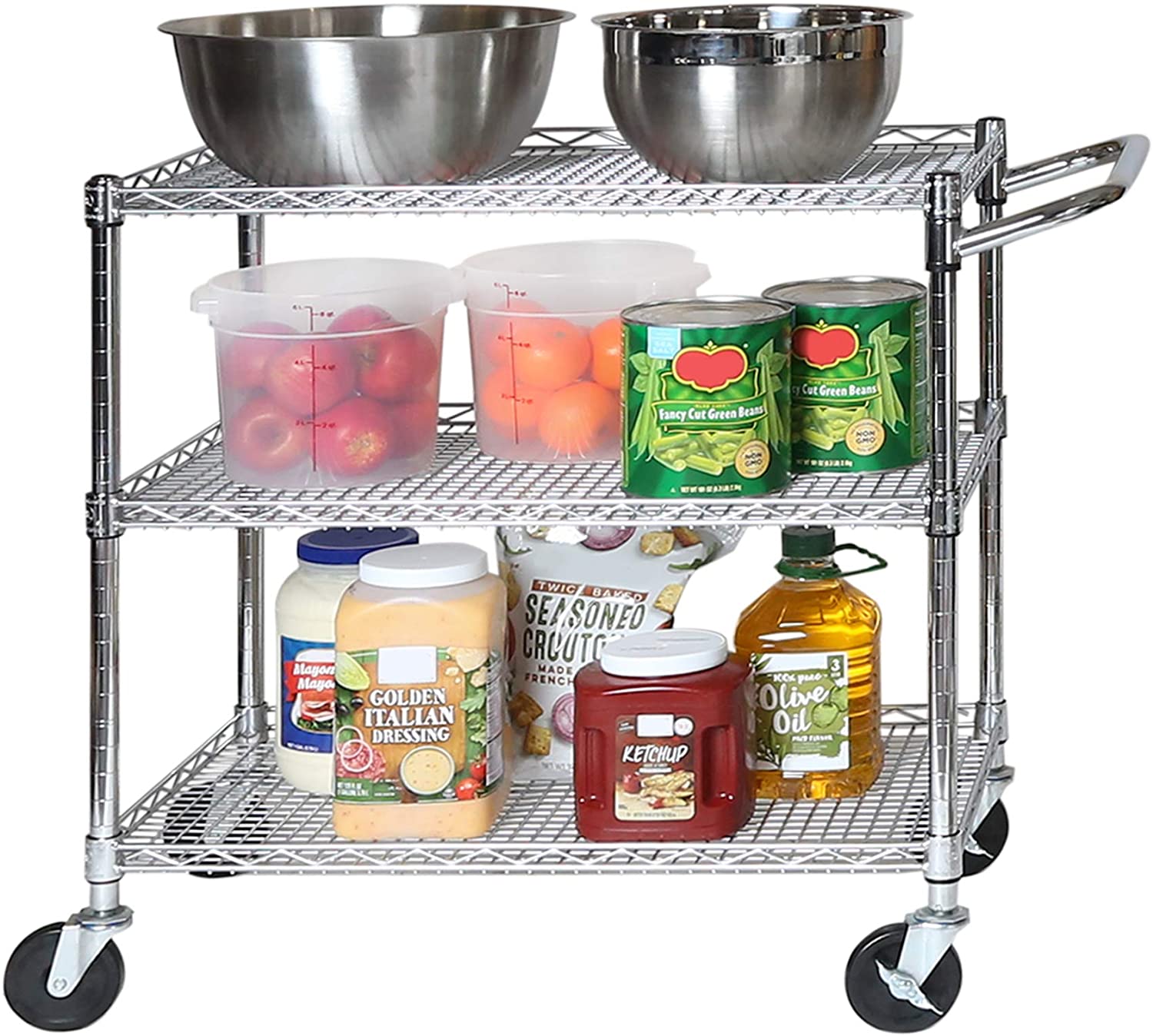 Seville Classics 3-Tier UltraDurable Commercial-Grade NSF-Certifed Storage Utility Service Cart, 34