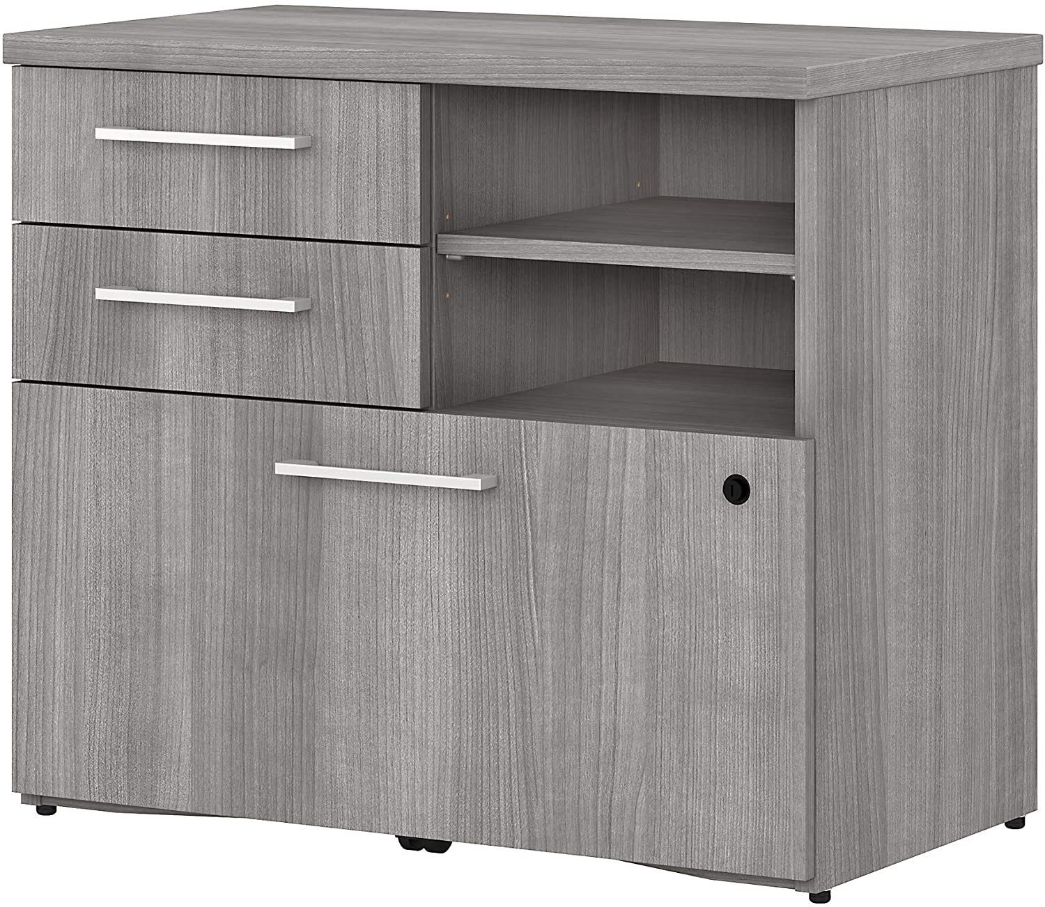 Bush Business Furniture 400 Series Lateral File Cabinet with Shelves, 30W, Platinum Gray