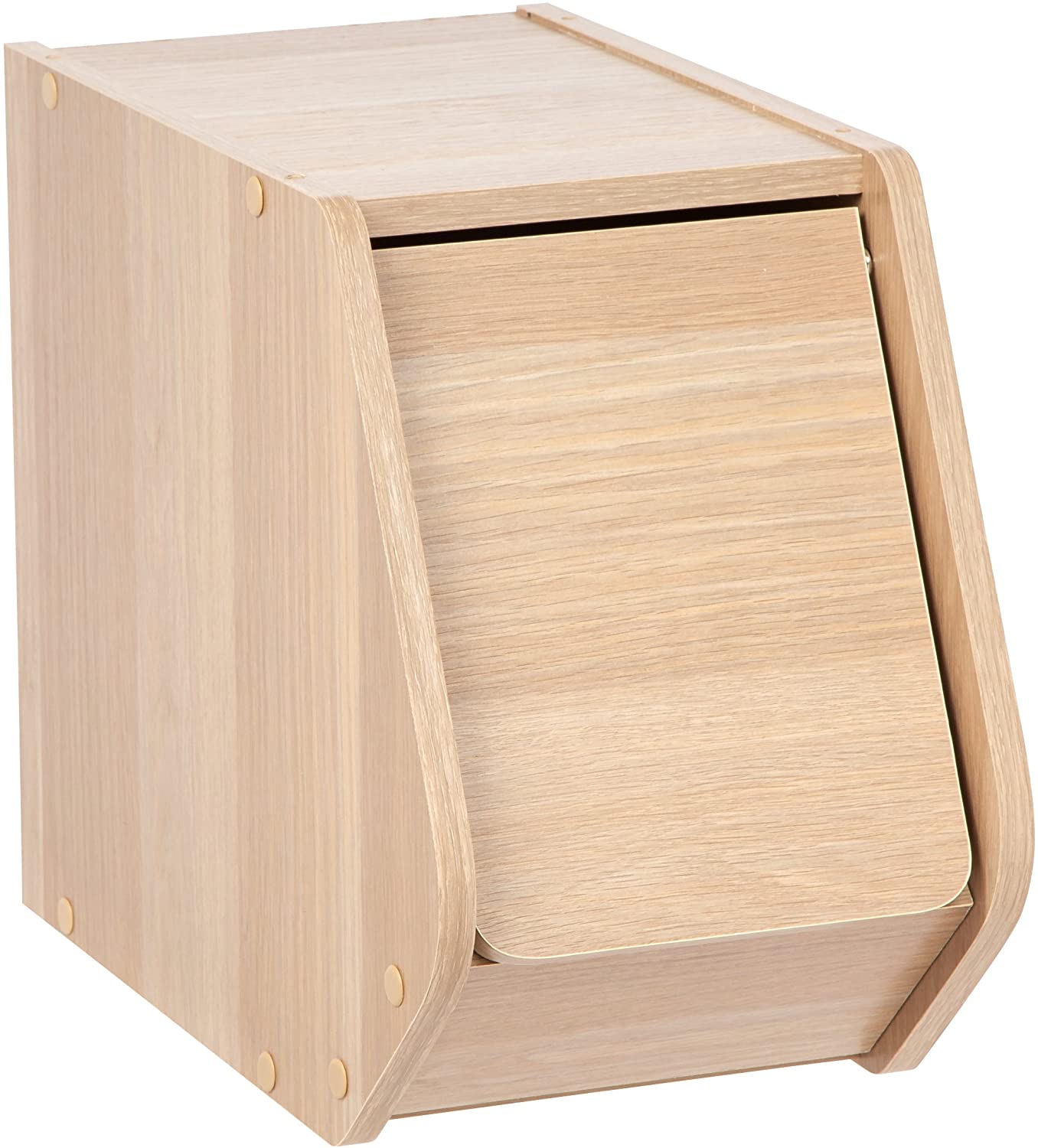 IRIS USA, Inc. SBD-NLB Modular Wood Stacking Storage Box with Door, Narrow, Light Brown