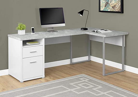Monarch Specialties Computer Desk Left or Right Facing White / Cement-Look 80