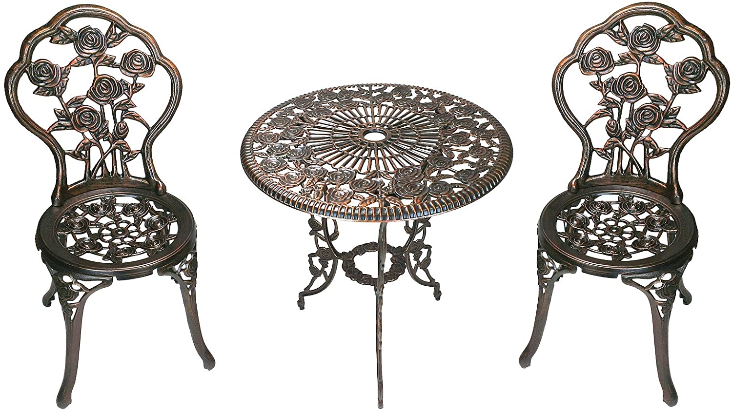 Oakland Living 3-Piece Rose Bistro Set with 23.5-Inch Cast aluminum Top Table