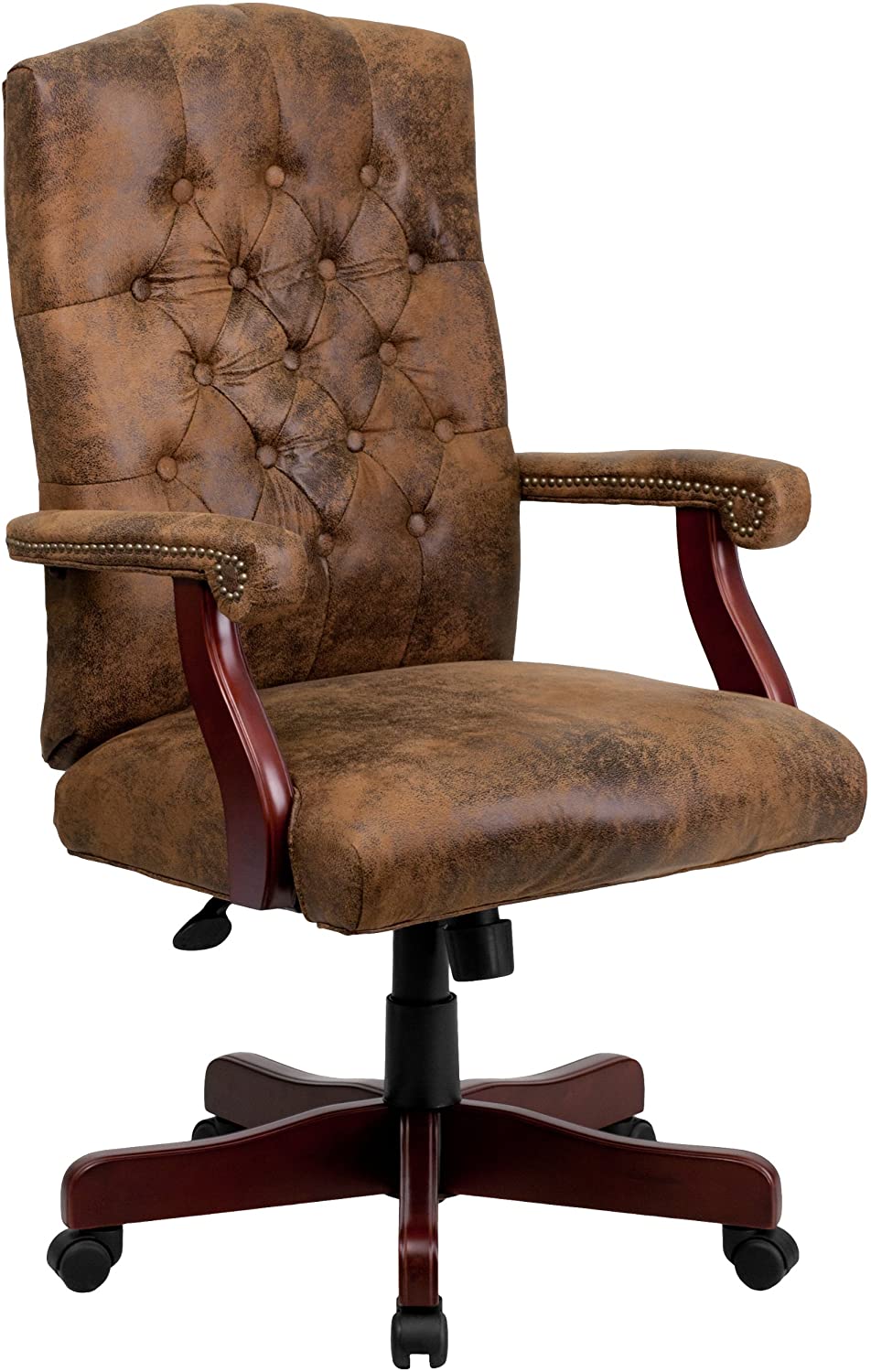 Flash Furniture Bomber Brown Classic Executive Swivel Office Chair with Arms, BIFMA Certified