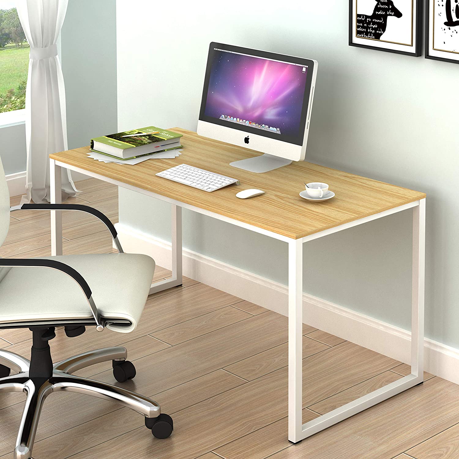 SHW Home Office 48-Inch Computer Desk, White/Oak