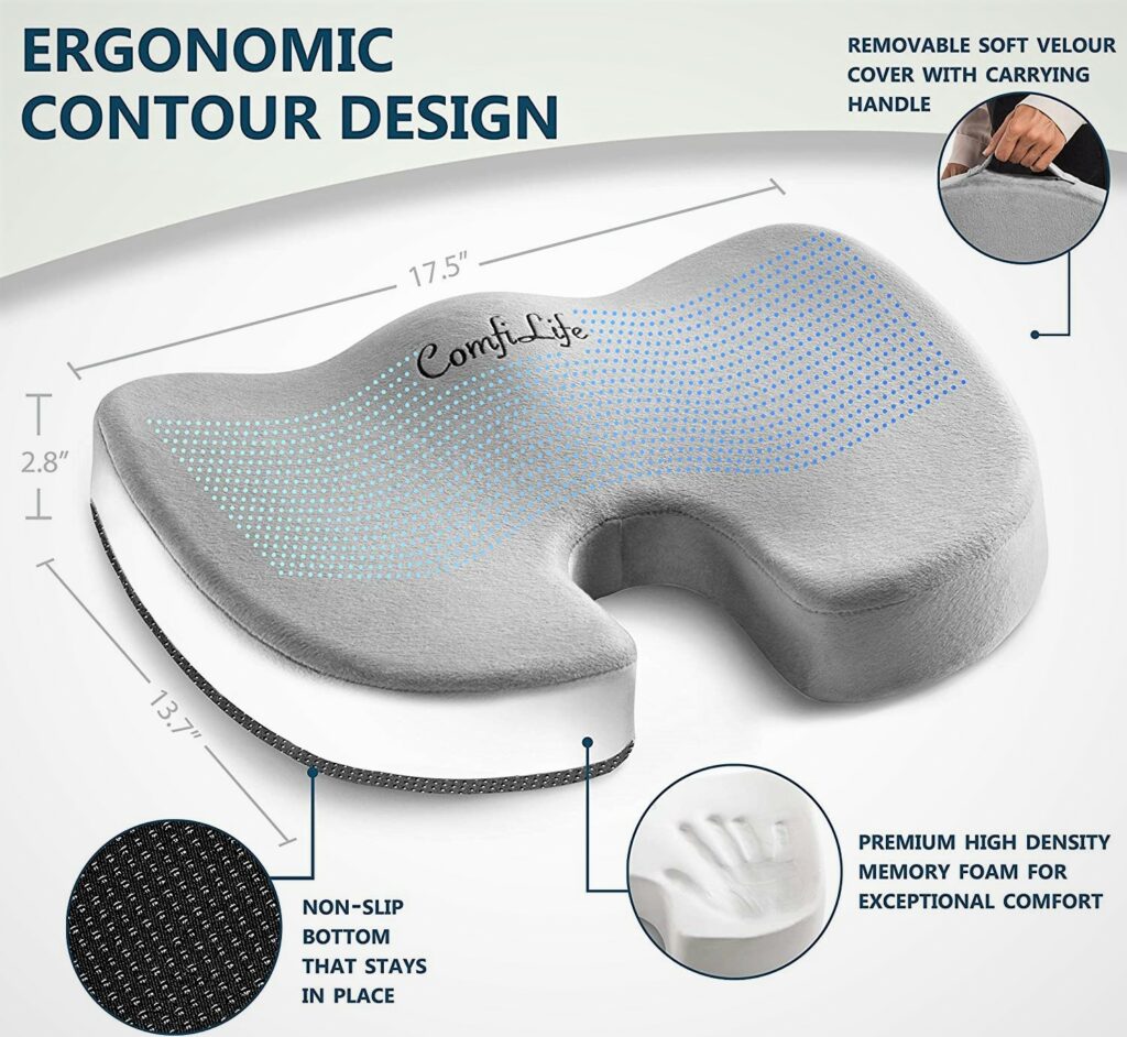 ComfiLife Orthopedic Gel Enhanced Seat Cushion for Tailbone Pain