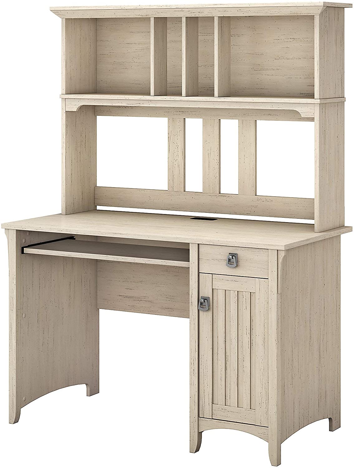 Bush Furniture Salinas Mission Desk and Hutch in Antique White