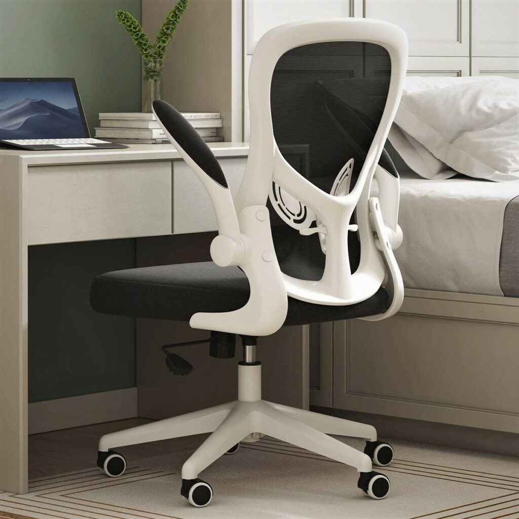 Hbada White Ergonomic Home Office Chair with Lumbar Support