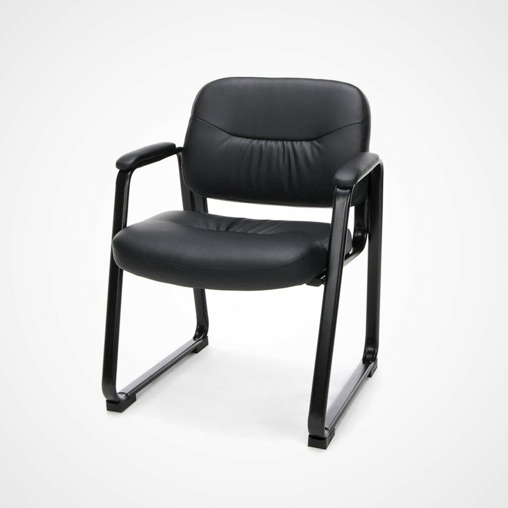 OFM Bonded Black Leather Executive Sled Base Chair