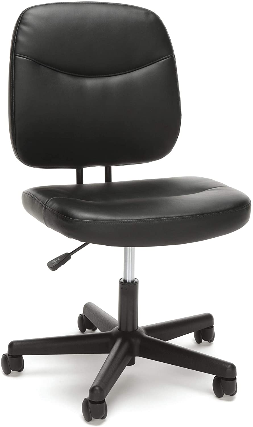 OFM Essentials Collection Armless Leather Desk Chair, in Black