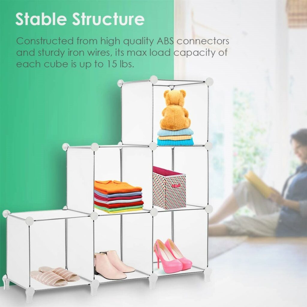 TomCare Cube Home Office Storage 6-Cube White Bookshelf Organizer